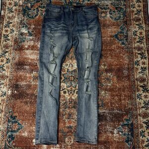 Serenede Distressed Skinny Jeans Medium Wash Ripped Streetwear Skater  Men’s 34
